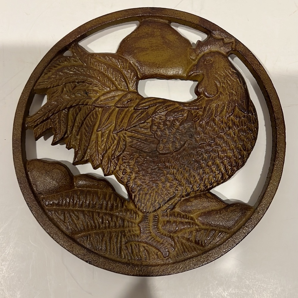 Trivet Hot Plate Rooster 7” Metal